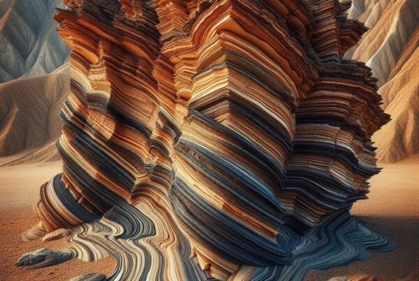 Layers of rock sediment in a desert setting